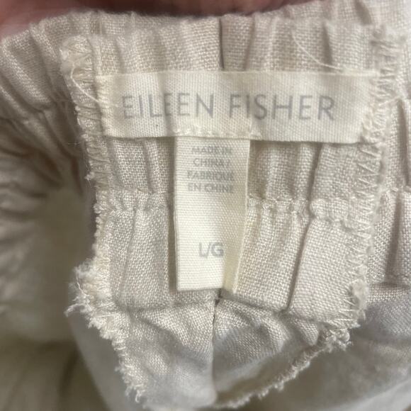 Eileen Fisher Linen Pull On Pants Women Large Beige Khaki Beachy Coastal Minimal - Picture 2 of 4